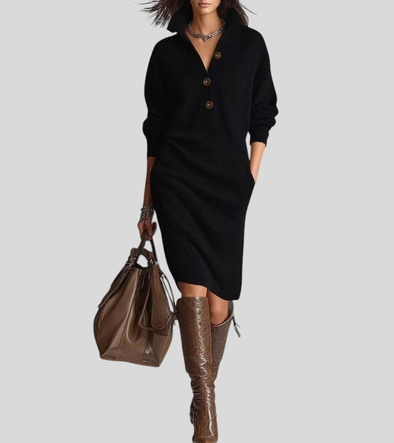 Carmen – Varm Strikket Kjole, Elegant og Komfortabel