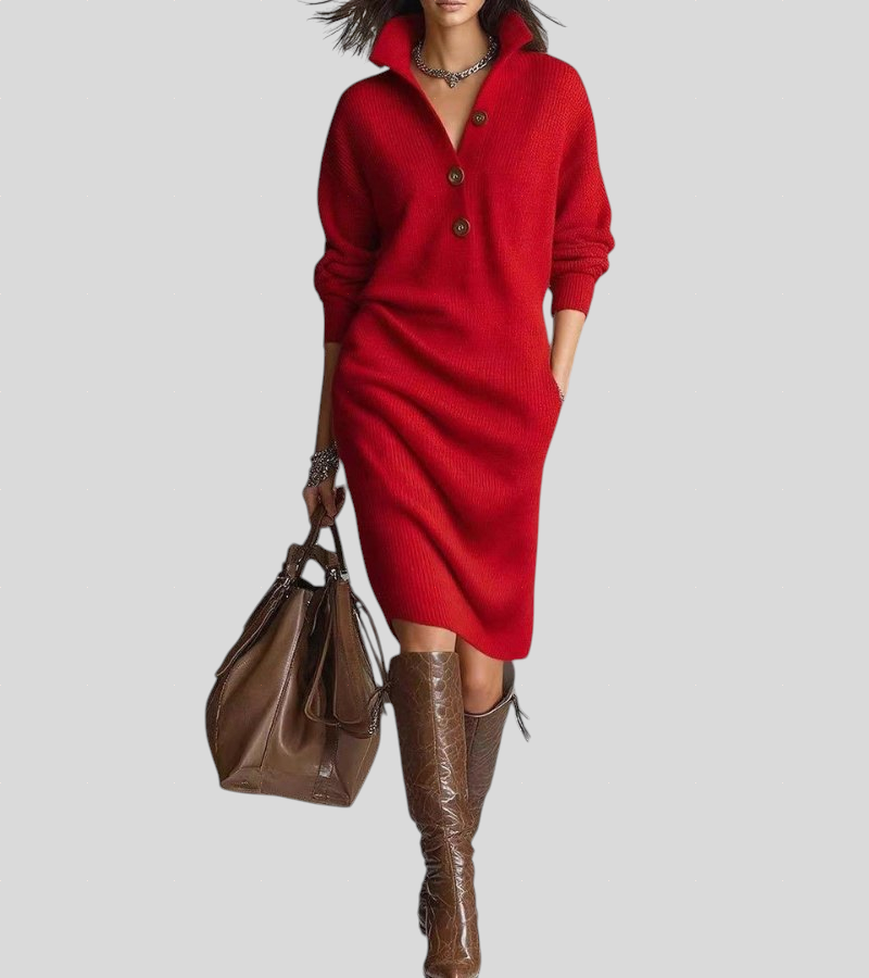 Carmen – Varm Strikket Kjole, Elegant og Komfortabel