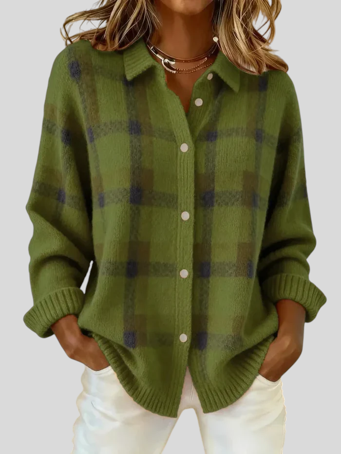 Giulia – Chic Cardigan med Ternet Mønster, Blød og Moderne