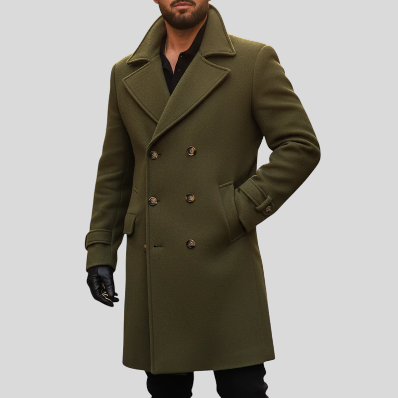 Marcello – Vinterfrakke i Uld til Herre med Dobbeltradet Lukning